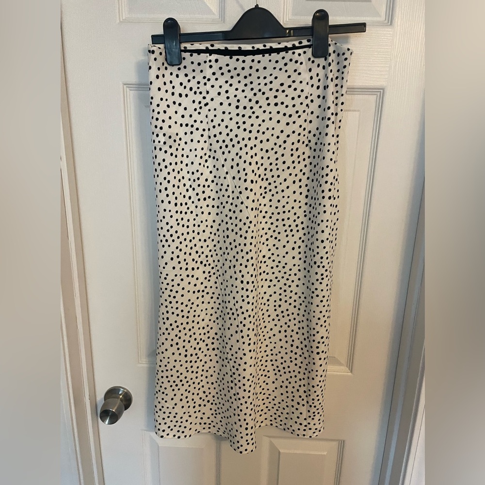 Rachel Zoe polka dot black and white long skirt.